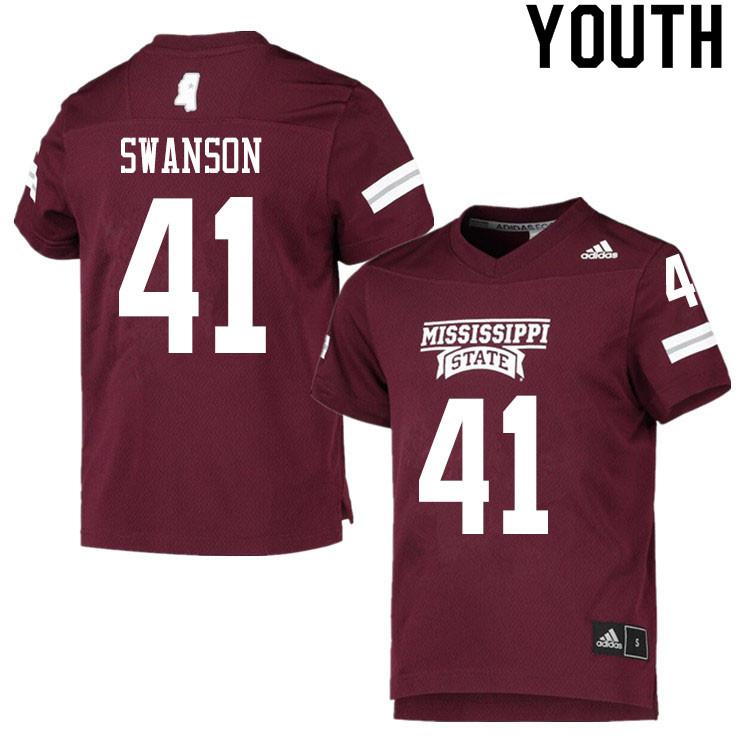 Youth #41 Cody Swanson Mississippi State Bulldogs College Football Jerseys Sale-Maroon